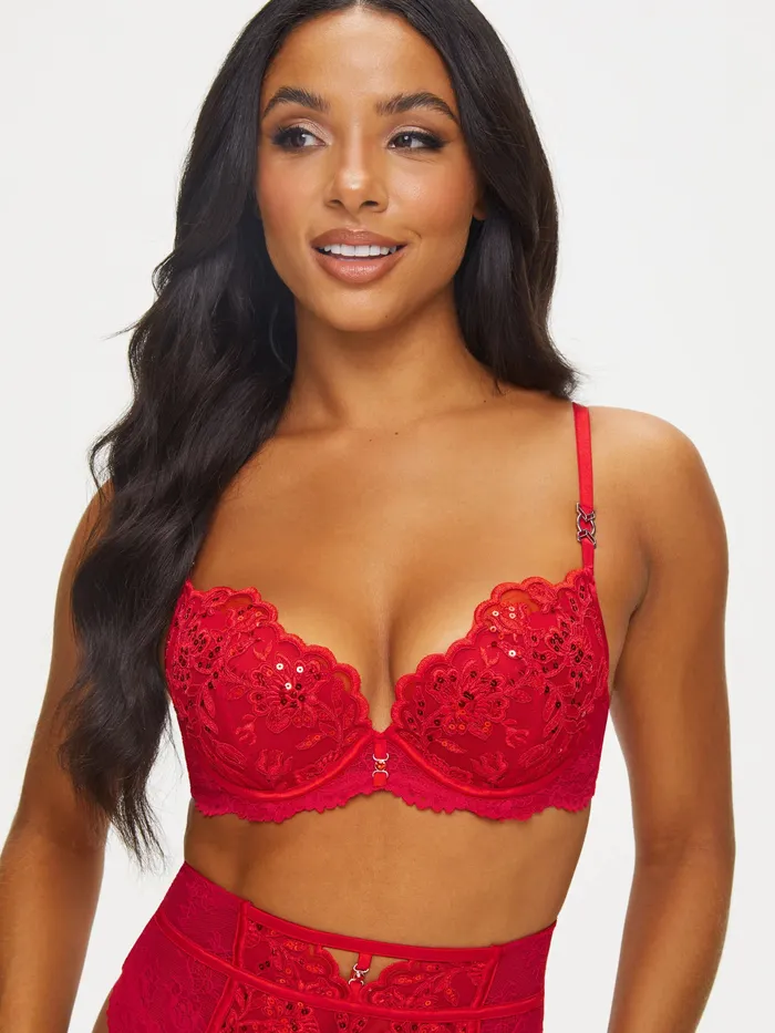 Ann Summers Vibrators | Icon Padded Plunge Bra Red