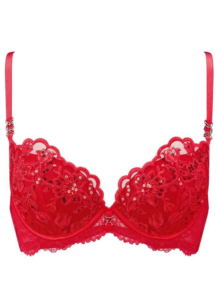 Ann Summers Vibrators | Icon Padded Plunge Bra Red