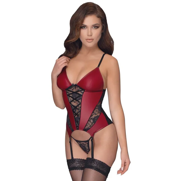 Cottelli Collection Cottelli Basque and Thong With Lace Teddies And Bodies