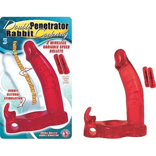 Nasstoys Double Penetrator Rabbit Cock Ring Red Couples
