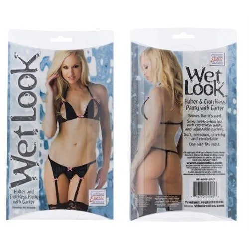 Sale Vibrators Wet Look Bra and Garter