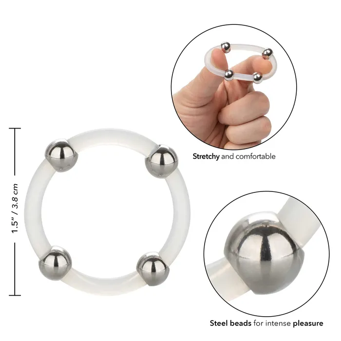 Steel Beaded Silicone Ring Large | California Exotic Male Sex Toys